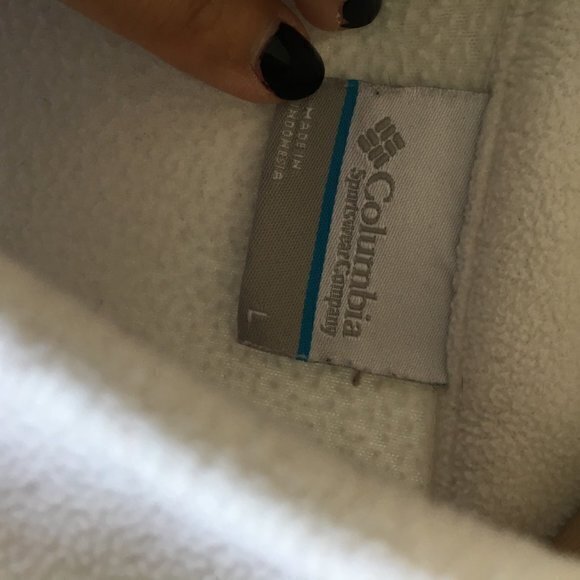 Columbia Cool Intervention Full Zip Up Womens Ivory Fleece Jacket Sz L Athletic - Picture 3 of 5